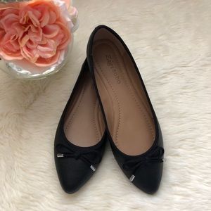 Pointed Flats Casual Chic Black Bow Detail